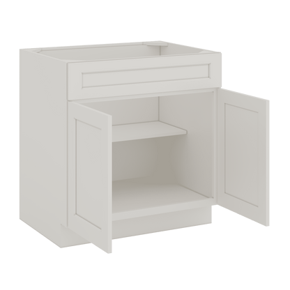 Sink Base 30", 33", 36" & 42" ICE White Shaker 1-1/4" Overlay CWS/CWB