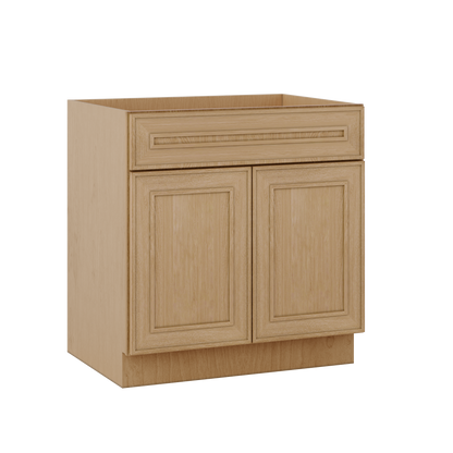 Sink Base 30", 33", 36" & 42" Elegant Oak Craftsman Shaker 1-1/4" Overlay