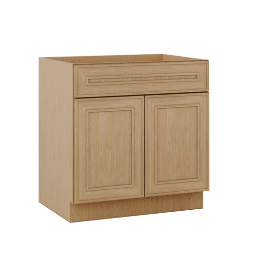 Sink Base 30", 33", 36" & 42" Elegant Oak Craftsman Shaker 1-1/4" Overlay