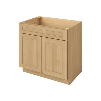 Sink Base 30", 33", 36" & 39" Wide Sandstone Birch Shaker 1-1/4" Overlay