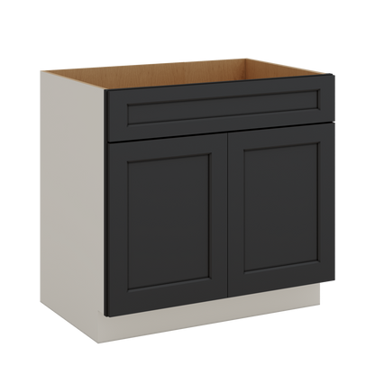 Sink Base 30", 33" & 36" 15HNS Hermosa Noir Black Shaker 1-1/4" Overlay
