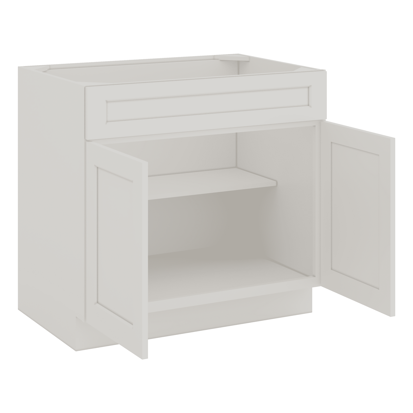 Sink Base 30", 33", 36" & 42" ICE White Shaker 1-1/4" Overlay CWS/CWB