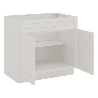 Sink Base 30", 33", 36" & 42" ICE White Shaker 1-1/4" Overlay CWS/CWB
