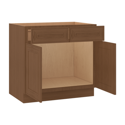 Sink Base 30", 33", 36" & 42" Mocha Elegant Oak Craftsman Shaker 1-1/4" Overlay
