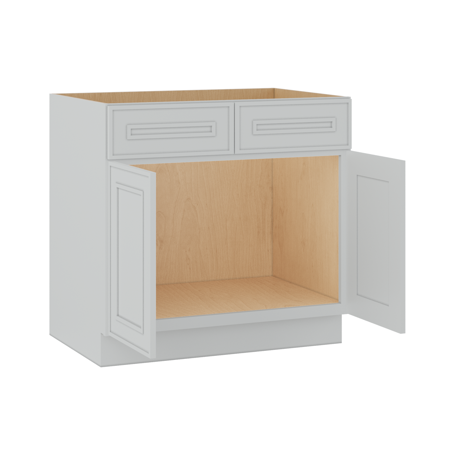 Sink Base 30", 33", 36" & 42" White Elegant Oak Craftsman Shaker 1-1/4" Overlay