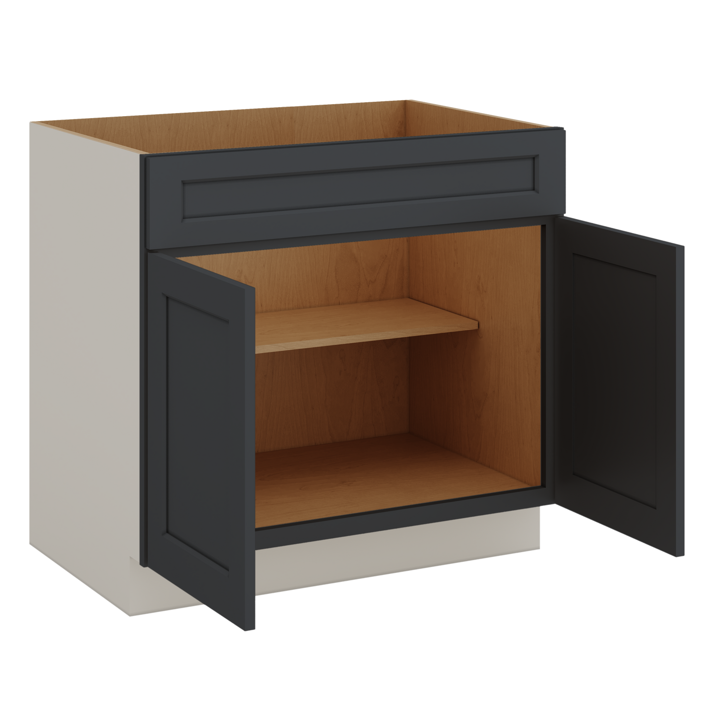 Sink Base 30", 33" & 36" 15HNS Hermosa Noir Black Shaker 1-1/4" Overlay