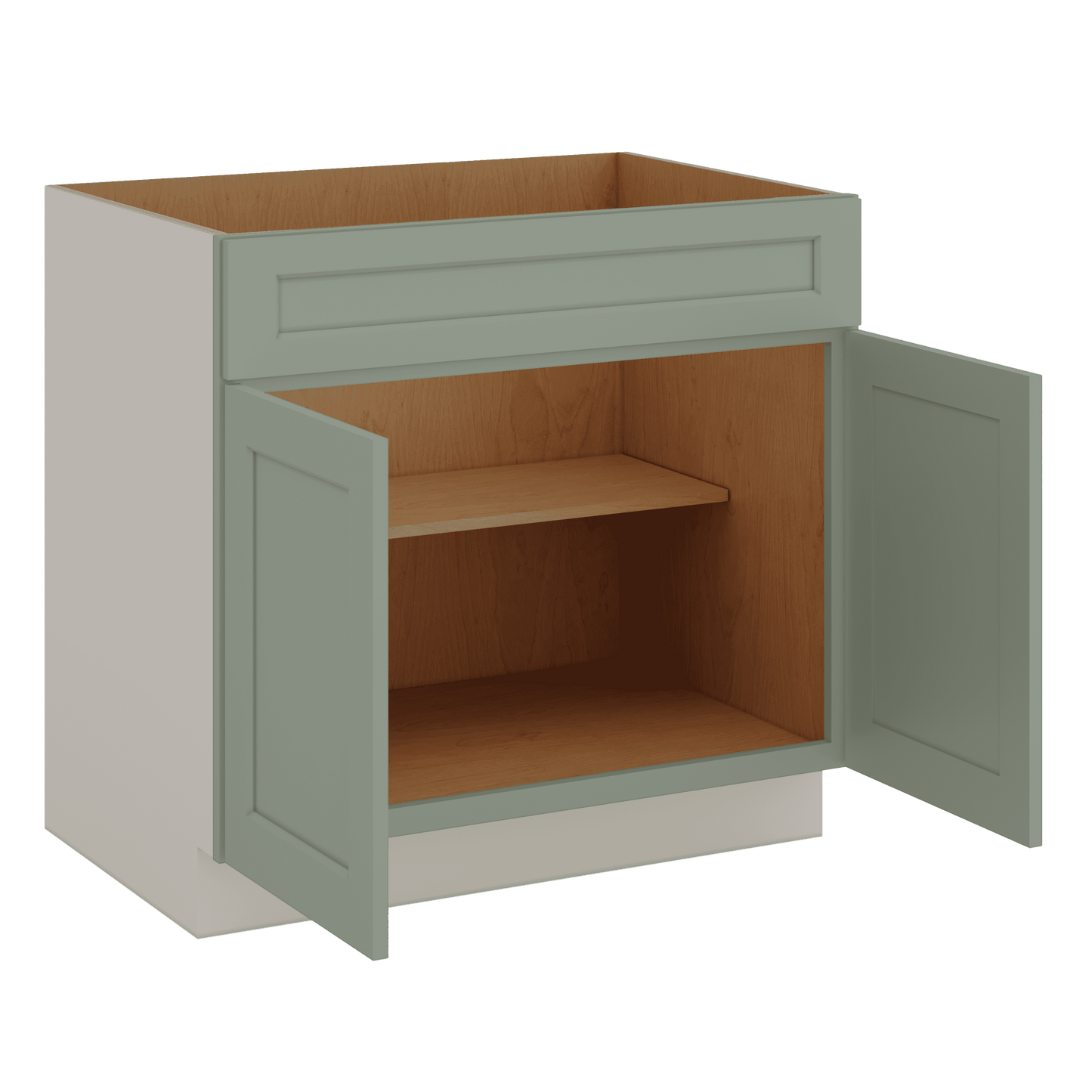 Sink Base 30", 33", 36" & 42" Green Shaker 1-1/4" Overlay