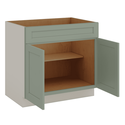 Sink Base 30", 33", 36" & 42" Green Shaker 1-1/4" Overlay