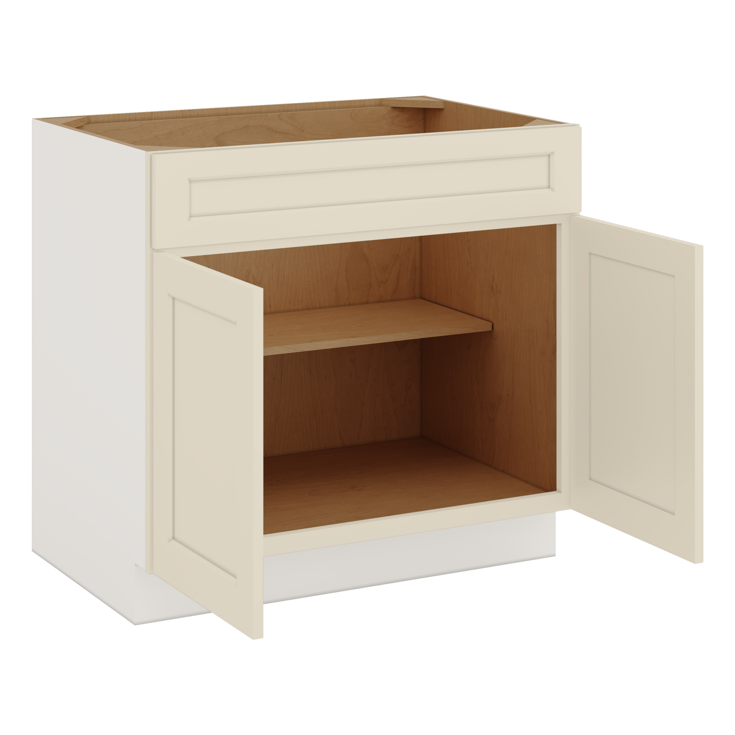 Sink Base 30", 33" & 36" Manhattan Cream Shaker 1-1/4" Overlay