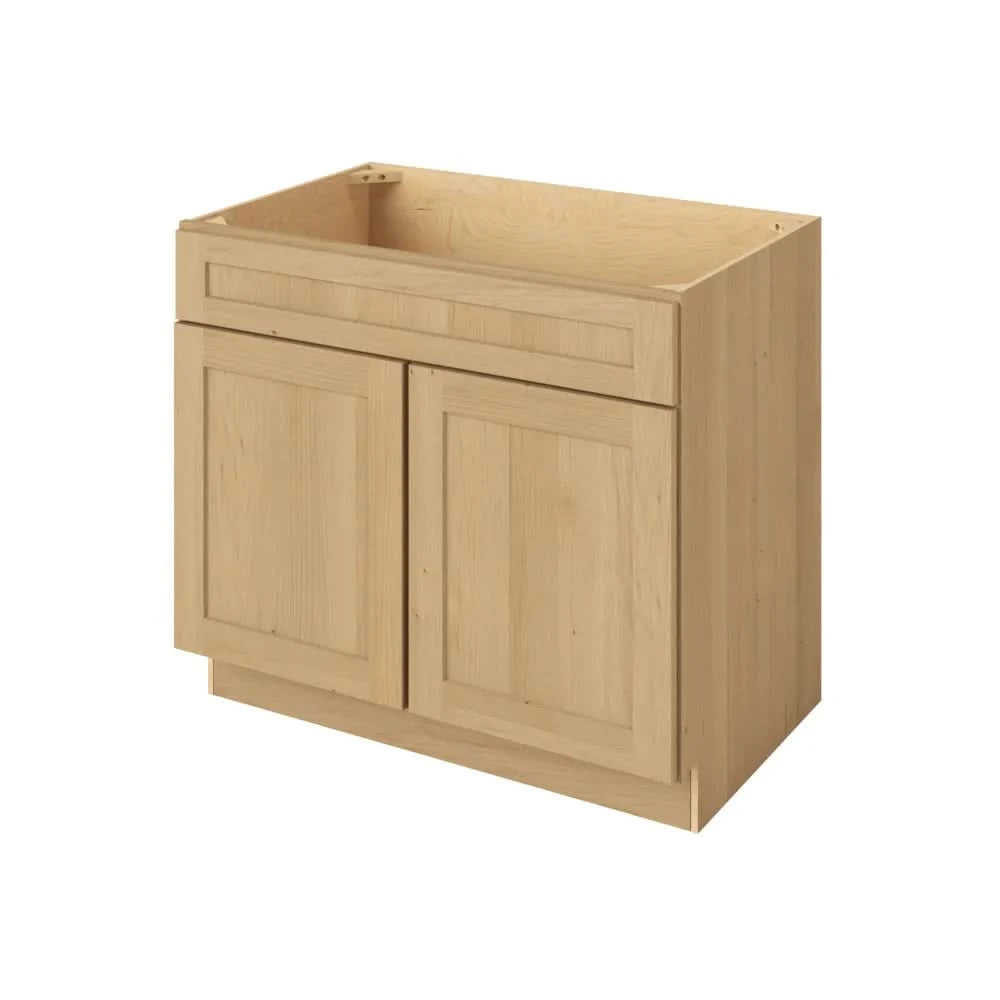 Sink Base 30", 33", 36" & 39" Wide Sandstone Birch Shaker 1-1/4" Overlay