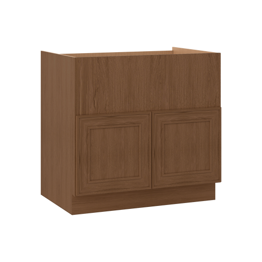 Farm (Apron) Sink Base Elegant Craftsman Mocha Shaker Cabinets 36"