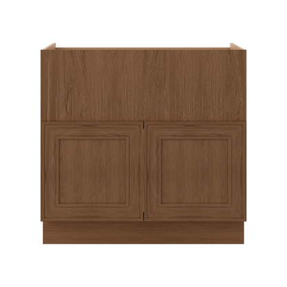 Farm (Apron) Sink Base Elegant Craftsman Mocha Shaker Cabinets 36"