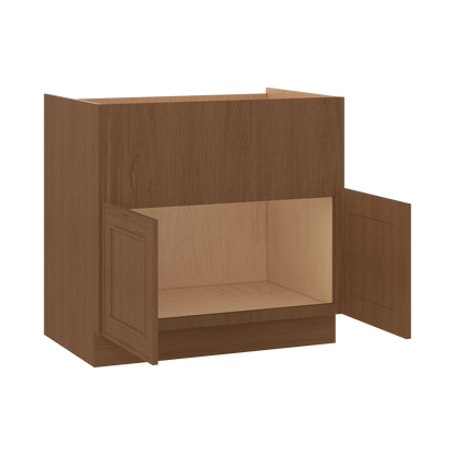Farm (Apron) Sink Base Elegant Craftsman Mocha Shaker Cabinets 36"