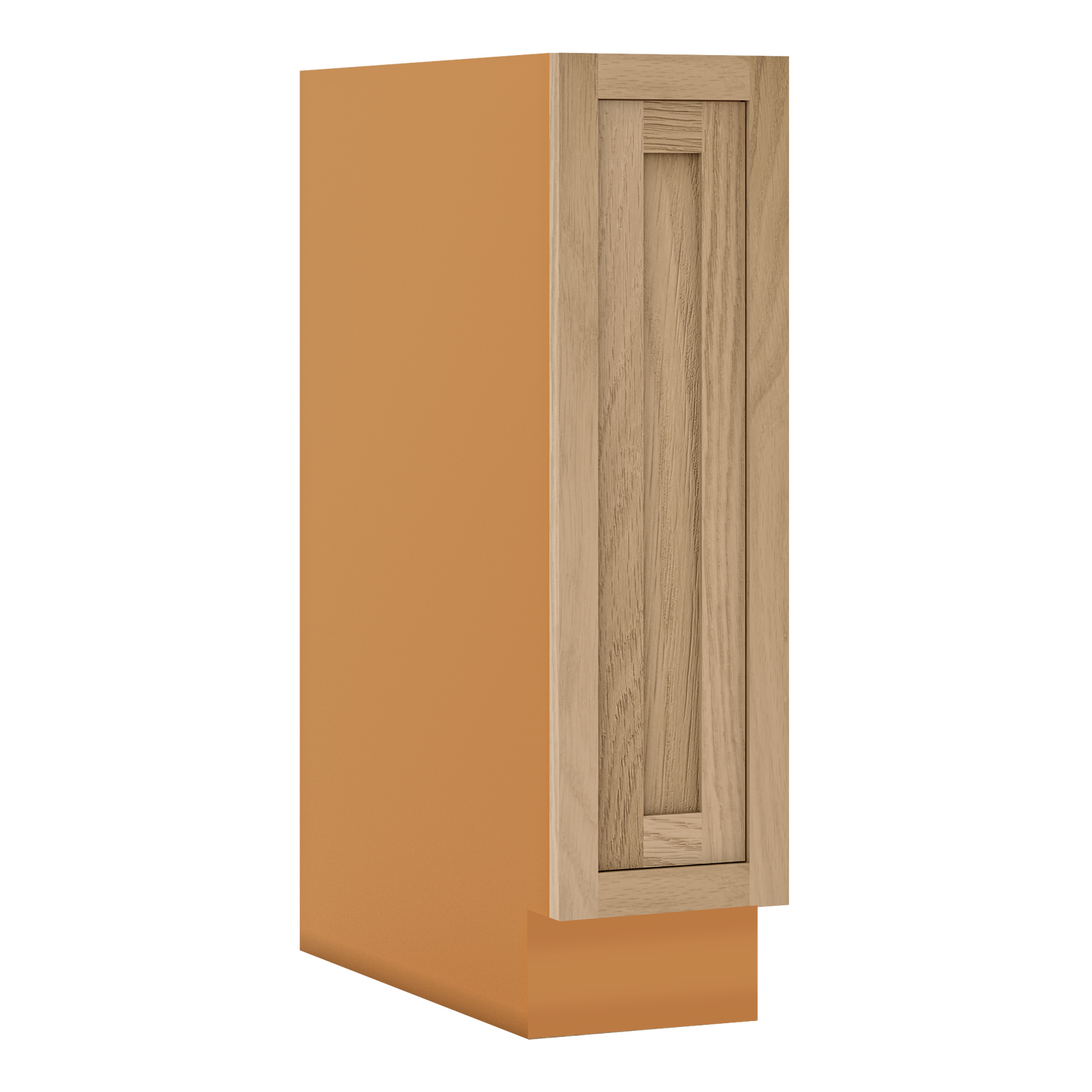 White Oak Inset Shaker Spice Rack Pullout Base Cabinet 9", 12" & 15"