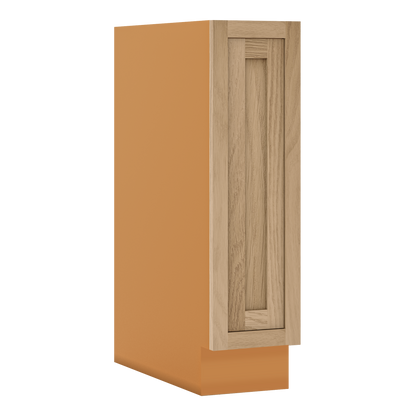 White Oak Inset Shaker Spice Rack Pullout Base Cabinet 9", 12" & 15"