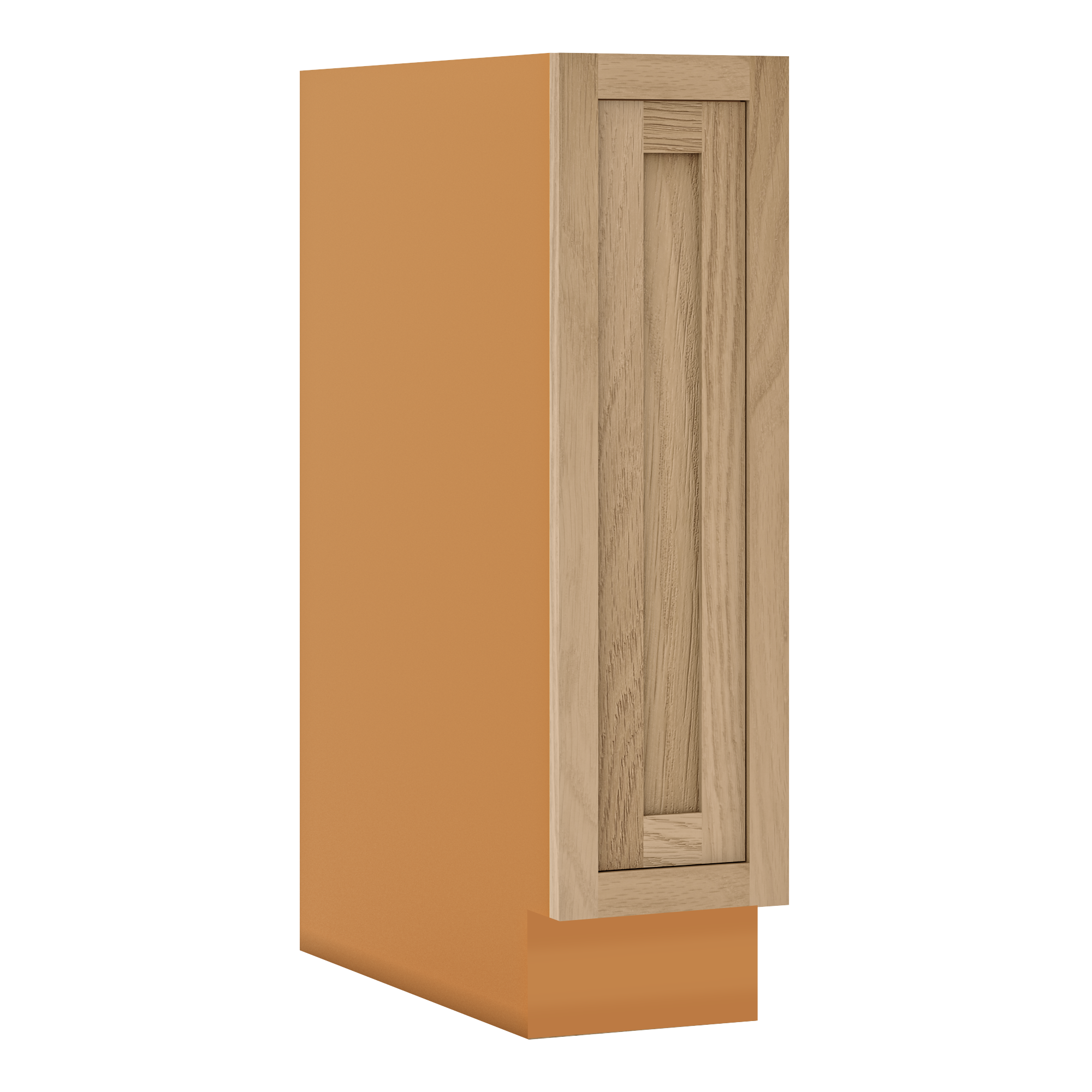 White Oak Inset Shaker Spice Rack Pullout Base Cabinet 9
