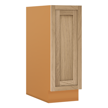 White Oak Inset Shaker Spice Rack Pullout Base Cabinet 9", 12" & 15"