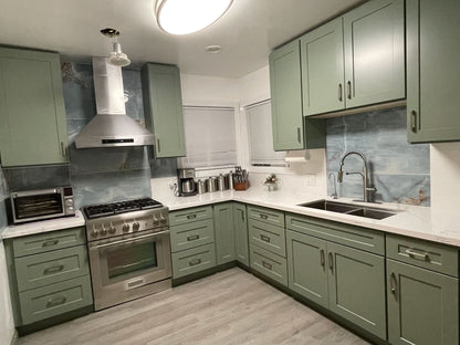30" Microwave Base Cabinet Overlay 14SG Sage Green Shaker Shaker