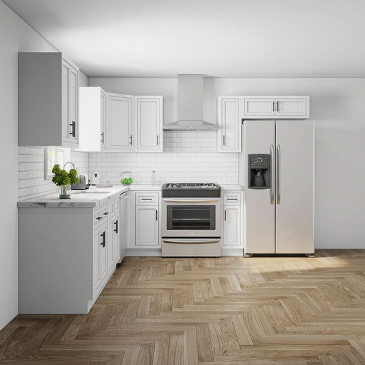 Snow White Inset Shaker - Size 10' x 10' - Complete Kitchen Cabinet Package $4,535.79