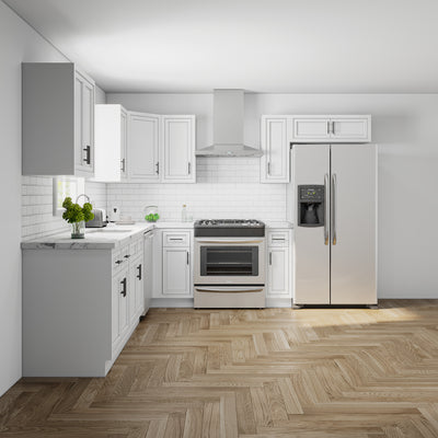 Snow White Inset Shaker - Size 10' x 10' - Complete Kitchen Cabinet Package $4,535.79