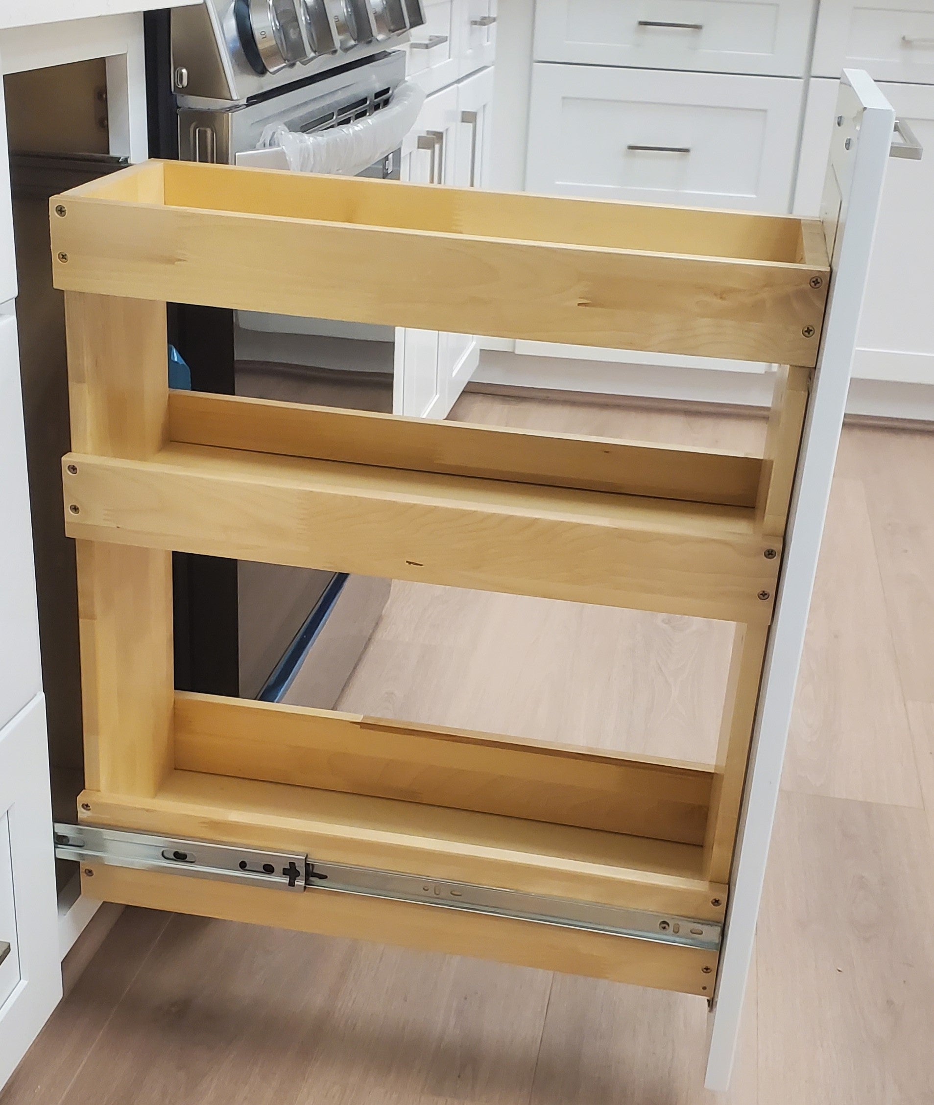 Pull-Out Spice Rack, Wooden Cabinet Accessory For 24 In. (610mm) Cabinet  Width