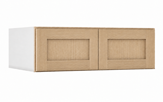 Rift 30" Wide 24 " Deep Stacker Wall Cabinet - Double Door 12"-51" Tall — Rift Oak, bi-parting Shaker doors, no center stile
