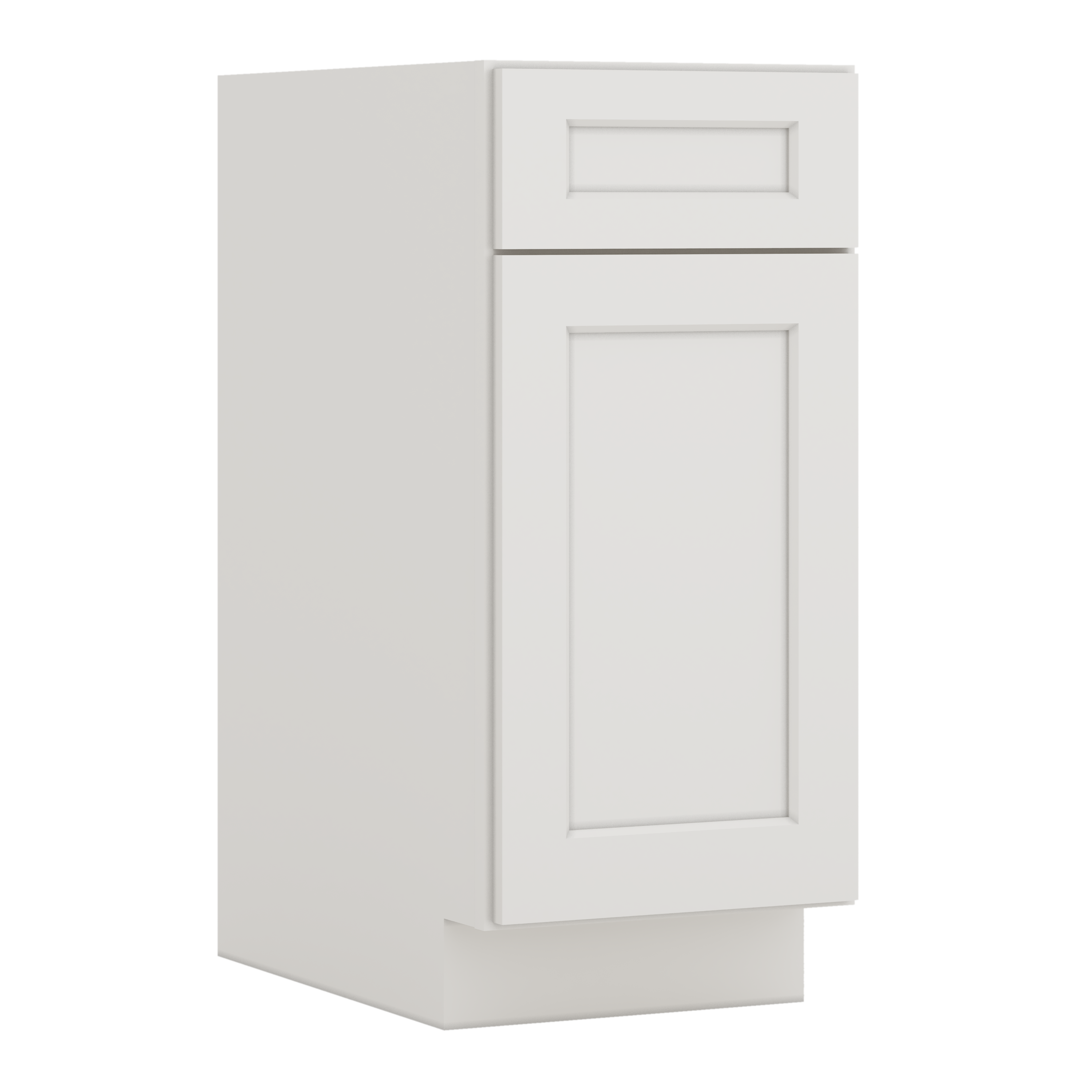 Trash Can Pull Out Base Cabinet 2WS White Shaker 1-1/4" Overlay 15" and 18" Wide