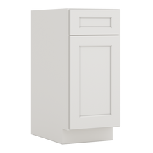 Trash Can Pull Out Base Cabinet White Shaker 1-1/4" Overlay 15" and 18" Wide