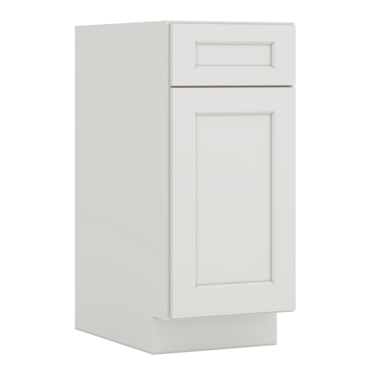 Trash Can Pull Out Base Cabinet Taupe Shaker 1-1/4" Overlay 15" and 18" Wide