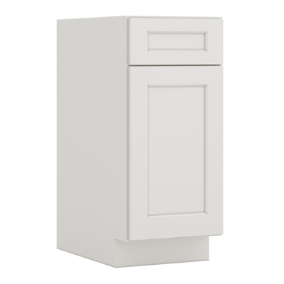 Trash Can Pull Out Base Cabinet 2WS White Shaker 1-1/4" Overlay 15" and 18" Wide