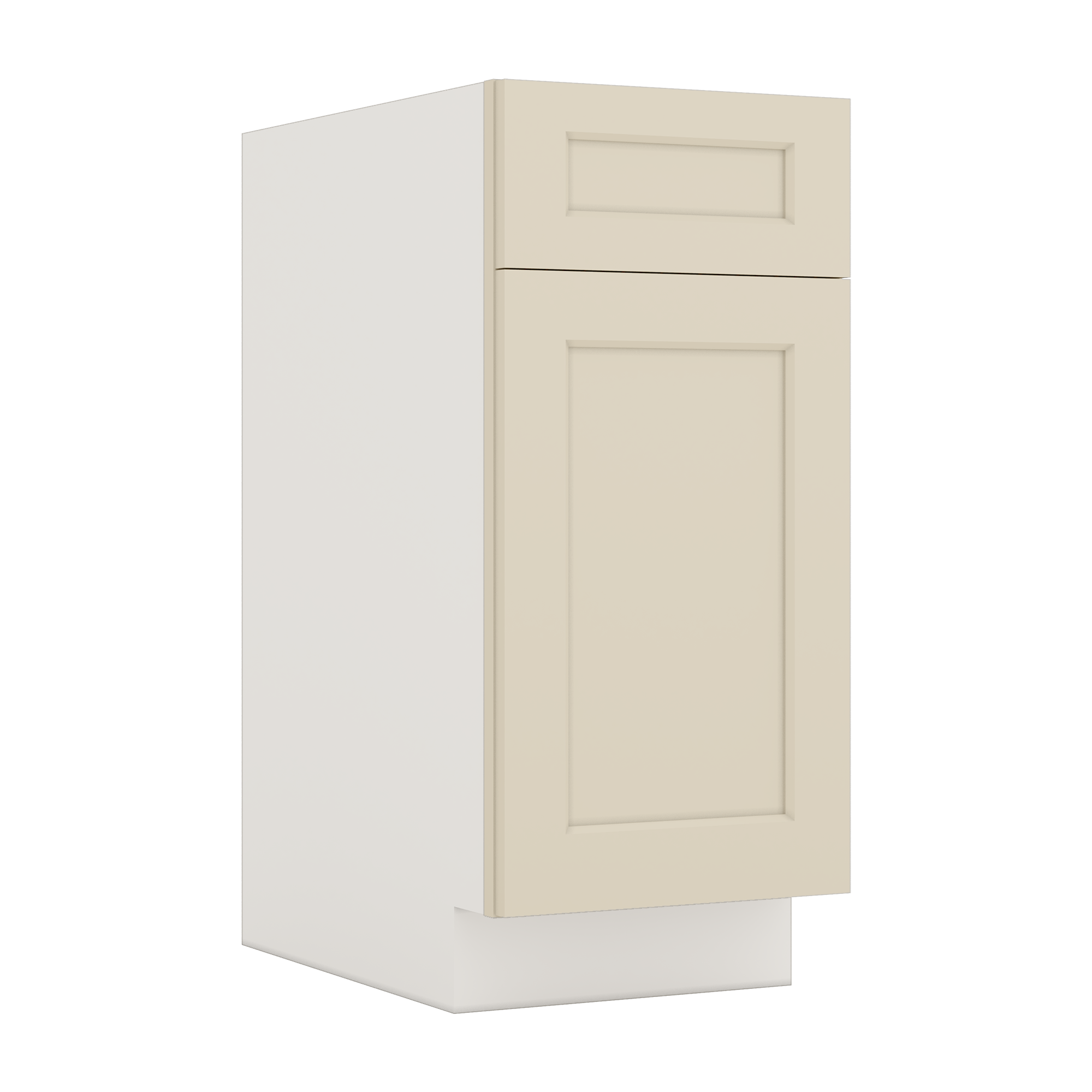 Trash Can Pull Out Base Cabinet Manhattan Cream Shaker 1-1/4" Overlay 15" and 18" Wide