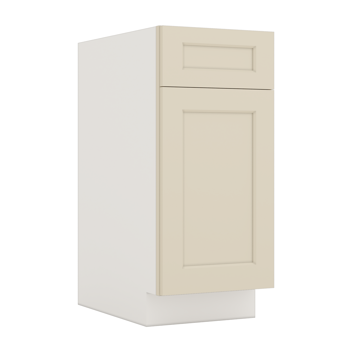 Trash Can Pull Out Base Cabinet Manhattan Cream Shaker 1-1/4" Overlay 15" and 18" Wide