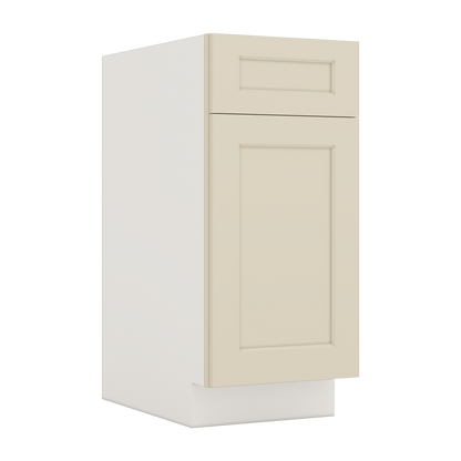 Trash Can Pull Out Base Cabinet Manhattan Cream Shaker 1-1/4" Overlay 15" and 18" Wide