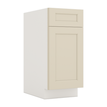Trash Can Pull Out Base Cabinet Manhattan Cream Shaker 1-1/4" Overlay 15" and 18" Wide