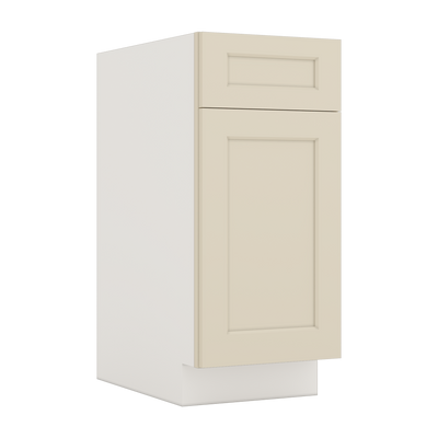 Trash Can Pull Out Base Cabinet Manhattan Cream Shaker 1-1/4" Overlay 15" and 18" Wide