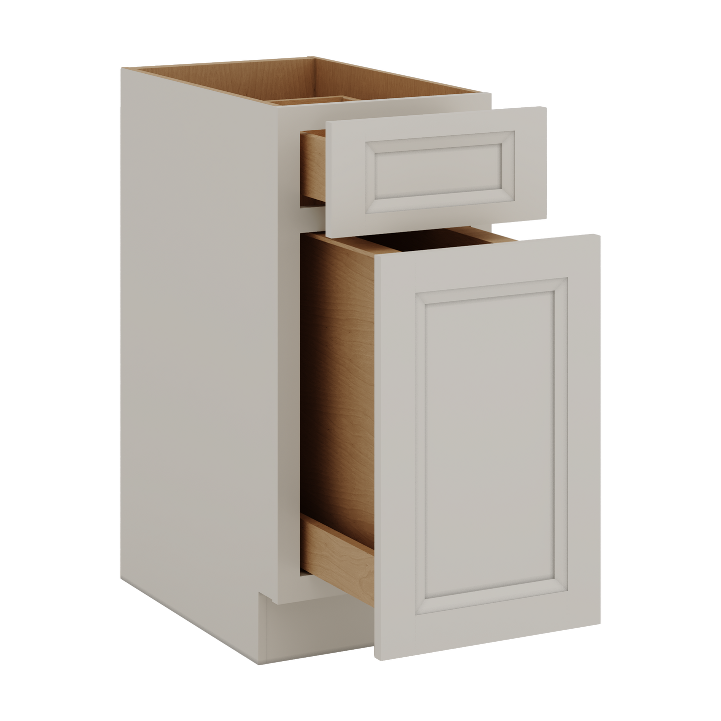 Trash Can Pull Out Base Cabinet 27LGDS Laguna Gray Double Shaker 15" and 18" Wide