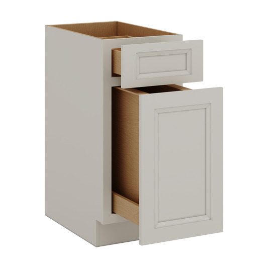Trash Can Pull Out Base Cabinet 27LGDS Laguna Gray Double Shaker 15" and 18" Wide