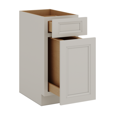 Trash Can Pull Out Base Cabinet 27LGDS Laguna Gray Double Shaker 15" and 18" Wide