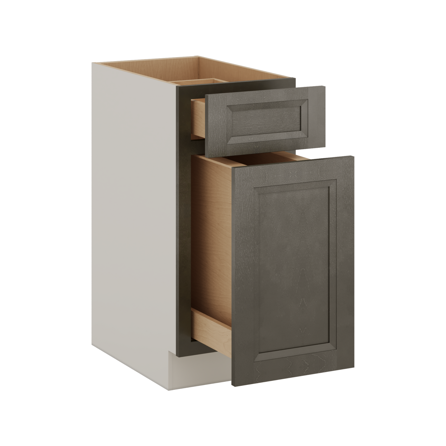 Trash Can Pull Out Base Cabinet Huntington Cinder Double Shaker 15" and 18" Wide