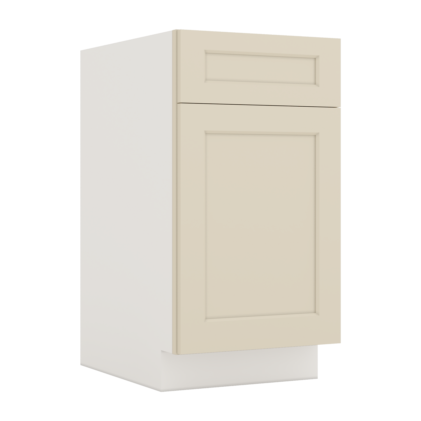 Trash Can Pull Out Base Cabinet Manhattan Cream Shaker 1-1/4" Overlay 15" and 18" Wide