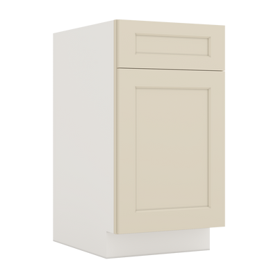 Trash Can Pull Out Base Cabinet Manhattan Cream Shaker 1-1/4" Overlay 15" and 18" Wide