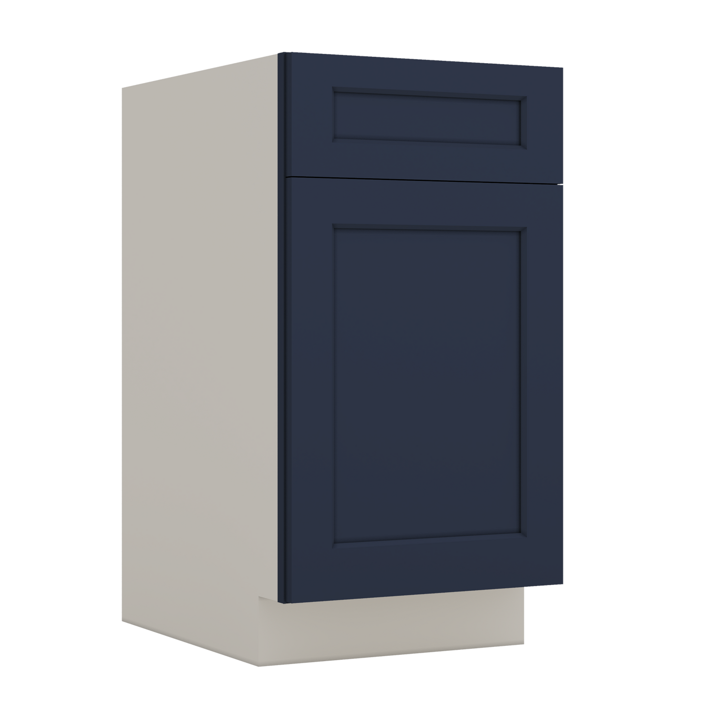Trash Can Pull Out Base Cabinet NB29 Naval Blue Shaker 1-1/4" Overlay 15" and 18" Wide