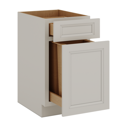 Trash Can Pull Out Base Cabinet 27LGDS Laguna Gray Double Shaker 15" and 18" Wide