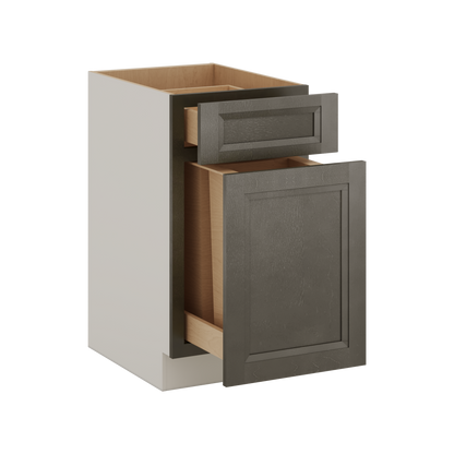 Trash Can Pull Out Base Cabinet Huntington Cinder Double Shaker 15" and 18" Wide