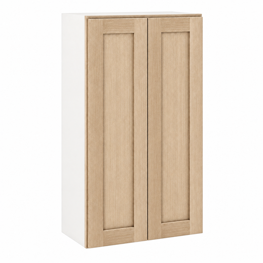 Rift 48" Tall Wall Cabinet - Double Door 24", 27", 30", 33" & 36" — Rift Oak, bi-parting Shaker doors, no center stile