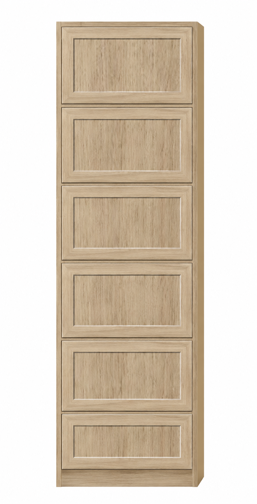 Rift Oak 84-inch six-drawer pantry cabinet in a centered product view.