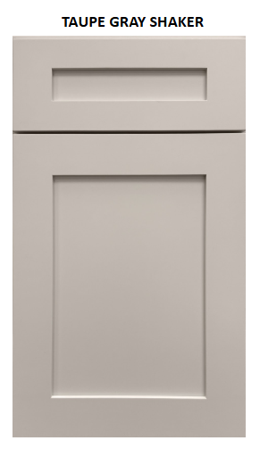 3 Drawer Base Cabinet 12", 15", 18", 21", 24", 30" & 36" Wide Taupe Gray Shaker 1-1/4" Overlay