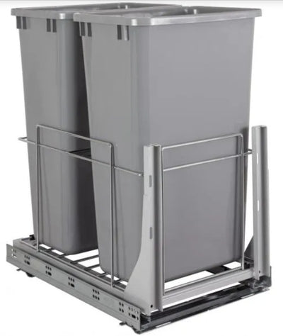 50qt Wire Double Trashcan Pullout with Soft-close Slides