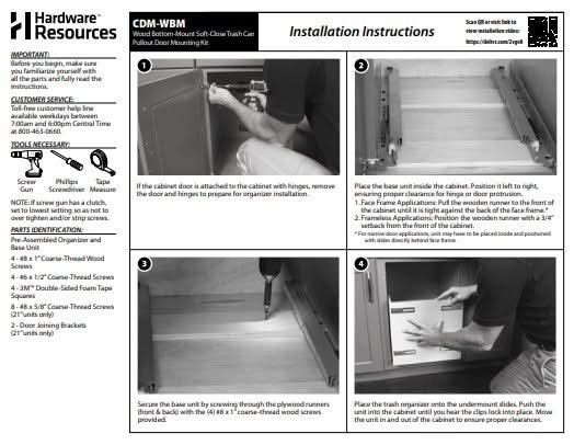 15" Double fits 18" Base 50 Quart Wood Bottom-Mount Soft-close Trashcan Rollout for Door Mounting, Includes Black Cans - Hardware Resources