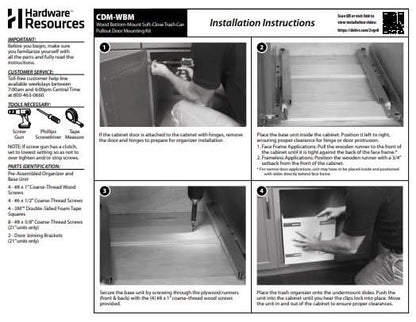15" Double fits 18" Base 50 Quart Wood Bottom-Mount Soft-close Trashcan Rollout for Door Mounting, Includes Black Cans - Hardware Resources